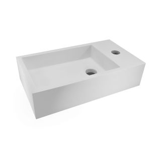 Wiesbaden Solid surface fontein - Kraangat rechts - 40x22x10 cm - Mat wit