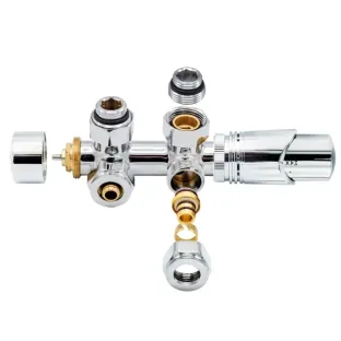 Thermostatic radiator connection set - Chrome - Angled - Universal