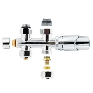 Thermostatic radiator connection set - Chrome - Straight - Universal