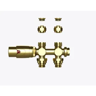 Thermostatic radiator connection set - Gold - Wall and floor - Universal