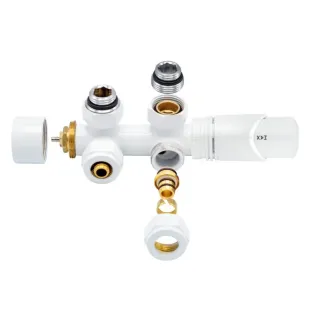 Thermostatic radiator connection set - White - Angled - Universal