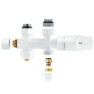 Thermostatic radiator connection set - White - Straight - Universal