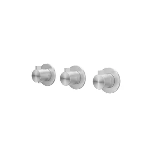 IVY Tribe - Finishing part built-in thermostat 2 stop valves symmetry round rosettes - brushed stainless steel 316