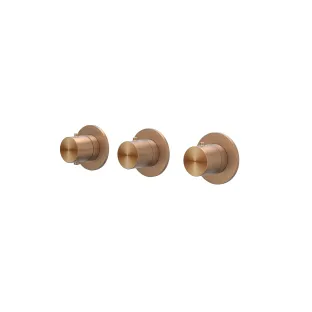 IVY Concord - Finishing part built-in thermostat 2 stop valves symmetry round rosettes - RVS316 brushed matt copper PVD