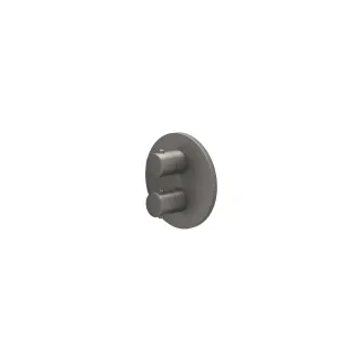 IVY Bond - Finishing part built-in thermostat 2-way stop-changeover round rosette - Brushed metal black PVD