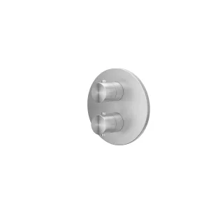 IVY Concord - Finishing part built-in thermostat 2-way stop-changeover round rosette - brushed stainless steel 316