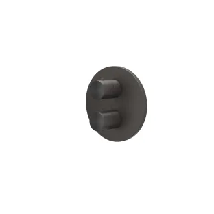 IVY Concord - Finishing part built-in thermostat 2-way stop-changeover round rosette - RVS316 brushed carbon black PVD