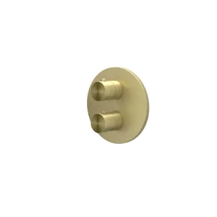 IVY Concord - Finishing part built-in thermostat 2-way stop-changeover round rosette - RVS316 brushed matt gold PVD