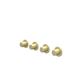 IVY Bond - Finishing part built-in thermostat 3 stop valves symmetry round rosettes - Brushed matt gold PVD