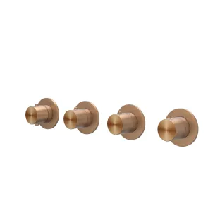 IVY Concord - Finishing part built-in thermostat 3 stop valves symmetry round rosettes - RVS316 brushed matt copper PVD