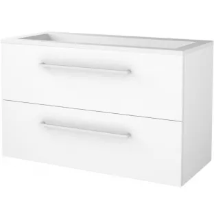 Basic line 46 bathroom furniture with chrome handles - 100 cm - Gloss white - acrylic washbasin 1 tap hole - without mirror