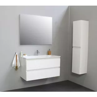 Sanilet bathroom furniture 100 cm wide - high-gloss white - construction kit - without mirror - washbasin white acrylic - 1 tap hole