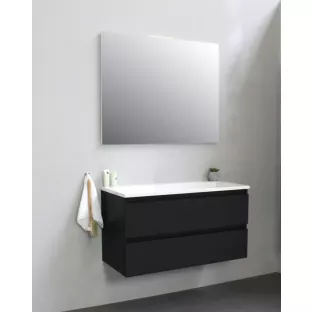 Sanilet bathroom furniture 100 cm wide - matt black - construction kit - without mirror - washbasin white acrylic - 0 tap holes