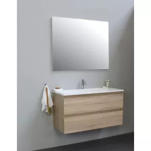 Sanilet bathroom furniture 100 cm wide - oak - assembled - without mirror - washbasin white acrylic - 1 tap hole