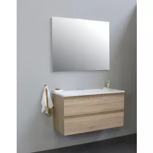 Sanilet bathroom furniture 100 cm wide - oak - assembled - without mirror - washbasin white acrylic - 0 tap holes