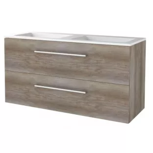 Basic line 46 bathroom furniture with chrome handles - 120 cm - Dark oak - acrylic washbasin without tap hole - without mirror