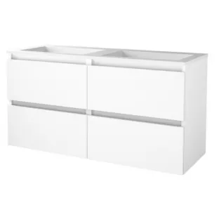 Basic line 46 bathroom furniture handleless - 120 cm 4 drawers - Glossy white - acrylic washbasin without tap hole - without mirror