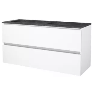 Basic line 46 bathroom furniture handleless - 120 cm 2 drawers - Gloss white - washbasin natural stone 1 tap hole - without mirror