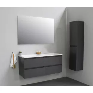 Sanilet bathroom furniture 120 cm wide - matt anthracite - assembled - without mirror - washbasin white acrylic - 0 tap holes