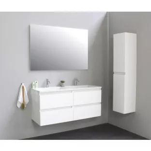 Sanilet bathroom furniture 120 cm wide - high-gloss white - construction kit - without mirror - washbasin white acrylic - 2 tap holes