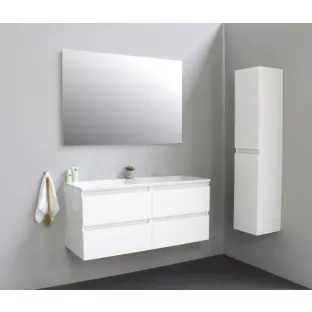 Sanilet bathroom furniture 120 cm wide - high-gloss white - construction kit - without mirror - washbasin white acrylic - 0 tap holes