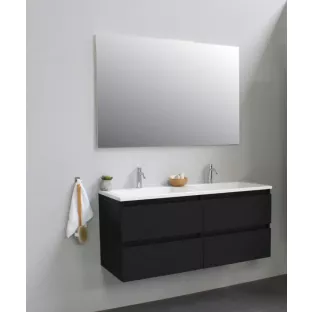 Sanilet bathroom furniture 120 cm wide - matt black - construction kit - without mirror - washbasin white acrylic - 2 tap holes