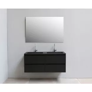 Sanilet bathroom furniture 120 cm wide - matt black - construction kit - without mirror - washbasin black acrylic - 2 tap holes