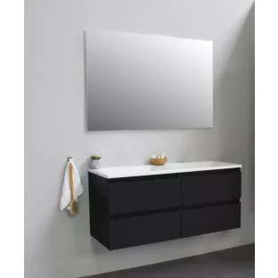 Sanilet bathroom furniture 120 cm wide - matt black - construction kit - without mirror - washbasin white acrylic - 0 tap holes