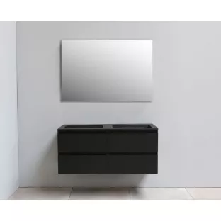 Sanilet bathroom furniture 120 cm wide - matt black - construction kit - without mirror - washbasin black acrylic - 0 tap holes