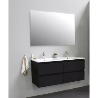 Sanilet bathroom furniture 120 cm wide - matt black - construction kit - with mirror - porcelain washbasin - 1 tap hole