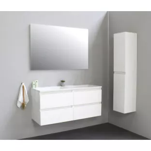 Sanilet bathroom furniture 120 cm wide - high-gloss white - flatpack - with LED lighting - washbasin white acrylic - 0 tap holes