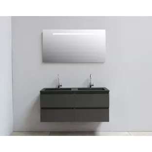 Sanilet bathroom furniture 120 cm wide - matt anthracite - flatpack - with LED lighting - washbasin black acrylic - 2 tap holes