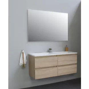 Sanilet bathroom furniture 120 cm wide - oak - assembled - without mirror - washbasin white acrylic - 0 tap holes