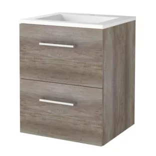 Basic line 46 bathroom furniture with chrome handles - 50 cm - Dark oak - acrylic washbasin 1 tap hole - without mirror