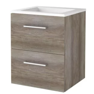 Basic line 46 bathroom furniture with chrome handles - 50 cm - Dark oak - acrylic washbasin without tap hole - without mirror