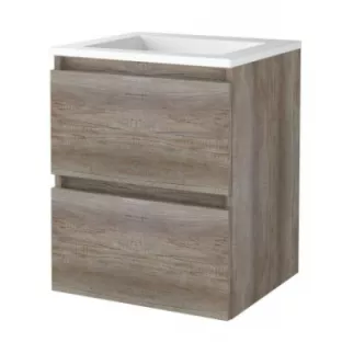 Basic line 46 bathroom furniture handleless - 50 cm - Dark oak - acrylic washbasin without tap hole - without mirror