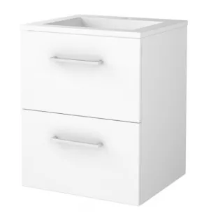 Basic line 46 bathroom furniture with chrome handles - 50 cm - Gloss white - acrylic washbasin 1 tap hole - without mirror