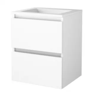 Basic line 46 bathroom furniture handleless - 50 cm - Gloss white - acrylic washbasin without tap hole - without mirror