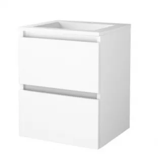 Basic line 46 bathroom furniture handleless - 50 cm - Gloss white - acrylic washbasin 1 tap hole - without mirror