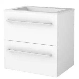 Basic line 46 bathroom furniture with chrome handles - 60 cm - Gloss white - acrylic washbasin 1 tap hole - without mirror