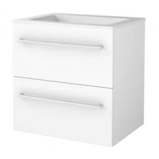 Basic line 46 bathroom furniture with chrome handles - 60 cm - Gloss white - acrylic washbasin without tap hole - without mirror