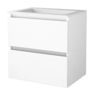 Basic line 46 bathroom furniture handleless - 60 cm - Gloss white - acrylic washbasin without tap hole - without mirror