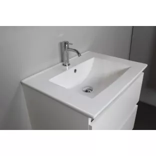 Sanilet bathroom furniture 60 cm wide - high-gloss white - assembled - with mirror cabinet - porcelain washbasin - 1 tap hole