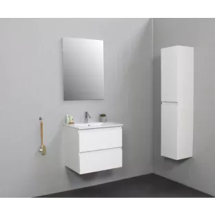 Sanilet bathroom furniture 60 cm wide - high-gloss white - construction kit - with mirror - porcelain washbasin - 1 tap hole