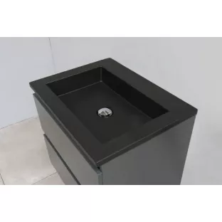 Sanilet bathroom furniture 60 cm wide - matt anthracite - construction kit - with mirror - washbasin black acrylic - 0 tap holes