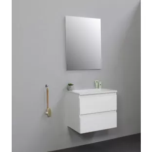 Sanilet bathroom furniture 60 cm wide - high-gloss white - construction kit - with mirror - washbasin white acrylic - 0 tap holes