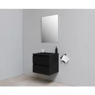 Sanilet bathroom furniture 60 cm wide - matt black - construction kit - without mirror - washbasin black acrylic - 0 tap holes