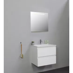 Sanilet bathroom furniture 60 cm wide - high-gloss white - flatpack - with LED lighting - washbasin white acrylic - 1 tap hole