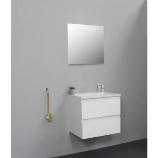 Sanilet bathroom furniture 60 cm wide - high-gloss white - flatpack - with LED lighting - washbasin white acrylic - 0 tap holes