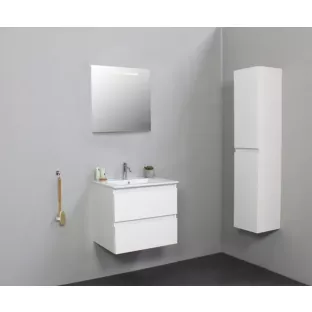 Sanilet bathroom furniture 60 cm wide - high-gloss white - flatpack - with LED lighting - porcelain washbasin - 1 tap hole